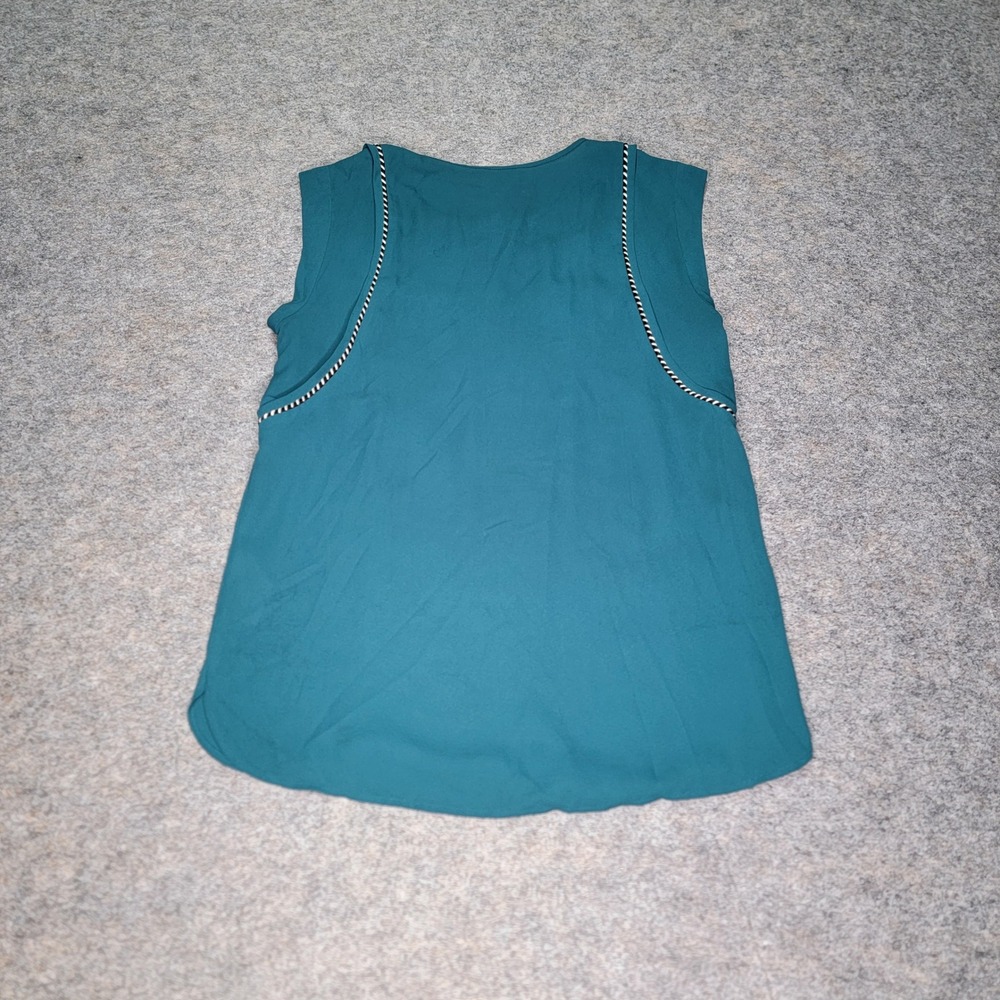 J. Crew Sleeveless Top Size 2 Teal‎ Green Blouse Striped Detail Casual - Picture 6 of 6